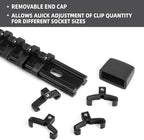Socket Organizer Drive ABS Tools - Black Socket Holder, Premium Quality 12 Pieces Socket Holders Kit 1/4-Inch x 64 Clips, 3/8-Inch x 60 Clips, 1/2-Inch x 48 Clips（12PC,Black)