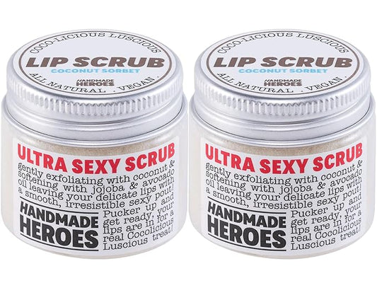 100% Natural Lip Scrub for Soft, Smooth Lips, Vegan Lip Scrub Gentle Exfoliator for Chapped and Dry Lips. 2 pc Coconut Lip Exfoliator Set lip exfoliator.-VeraVaultWomen