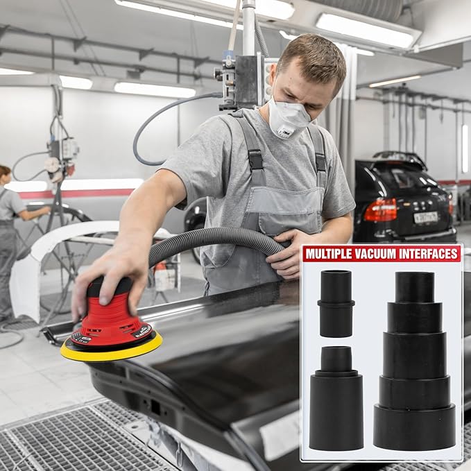 Autolock Electric Random Orbital Sander, 350W Brushless Motor with 5 & 6 Inch Pads, 10000RPM Palm Sander for Woodworking, Sanding and Polishing (Red)