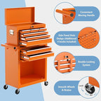 8 Drawer High Capacity Rolling Tool Chest, Metal Tool Box with Wheels and Drawers, Detachable Toolbox with Lock, Heavy Duty Tool Cabinet for Workshop, Warehouse and Garage (Orange)