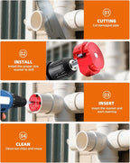 8 Pieces PVC Pipe Reamer Kit with 1/2 inch, 3/4 inch, 1 inch, 1-1/4inch, 1-1/2inch, 2inch, 3inch, 4inch, Aluminum PVC Fitting Saver, Plumbing Tools for SCH40, Fit into Standard 1/2" Drills