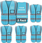 BeautyWill Custom Safety Vest Customized Logo Class 2 High Visibility Reflective Vest with Pockets Construction workwear