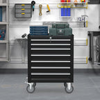 7-Drawer Rolling Tool Chest with Wheels, Metal Tool Box, Large Capacity Tool Storage Cabinet with Keyed Locking, Tool Organizer Box for Garage, Workshop, Warehouse (Black)
