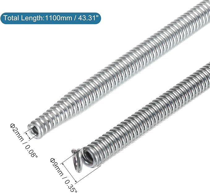 MECCANIXITY Spring Tube Bender OD 9mm/0.35" Steel Spring Pipe Copper Tubes 1100mm/43.31" Long for 1/2" Copper Pipe(12mm) in Home Renovations,Electrician Wiring Bending Pipe(insert-pipe use)