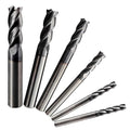 6 Pcs 1/8" 3/16" 1/4" 5/16" 3/8" Carbide Square End Mill Set, 4 -Flute TIALN Coated CNC Mill Bits for Steel, Alloy Steels, Hardened Steel, End Mills for Precision Milling Tasks, DIYers & Professionals