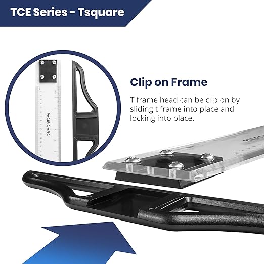 Pacific Arc 30 Inch T Square, Traditional Acrylic Graduated in Inch and Metric, Detachable Head