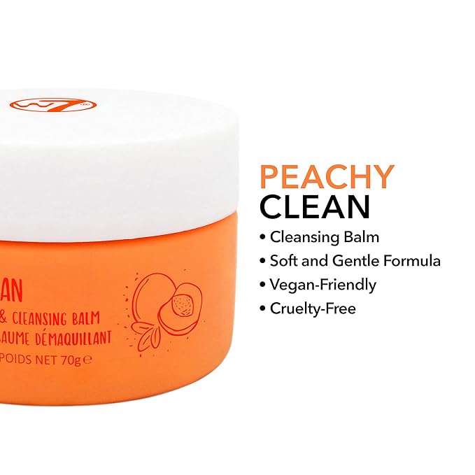 W7 Peachy Clean Face Cleansing Balm - Makeup Remover Melt With Fruit Juice - Clean Oil Free Skin-VeraVaultWomen