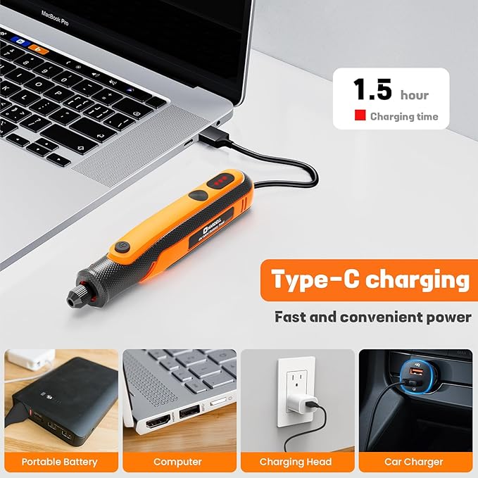 HARDELL Mini Cordless Rotary Tool 4V, 15000RPM 3-Speeds Rotary Tool, Type-C Charging, Multifunctional Accessories for Craving, Sanding, Grinding, Polishing, Small DIY Crafts, Resin Molding