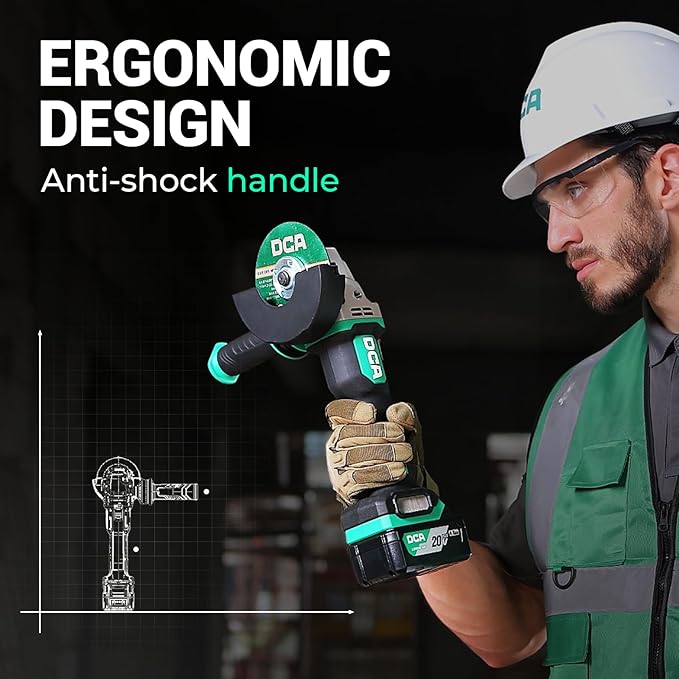 Brushless Angle Grinder 20V 4-1/2 inch, Cordless 4.0Ah Battery & 2A Fast Charger, 8500RPM, Power Angle Grinder with Cutting & Grinding Wheels, Flap Discs for Wood Metal & Rust Removal