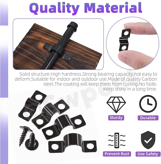 Swpeet 25Pcs 12mm Two Hole U Bracket Clamp with 50Pcs Self-tapping Screws Kit, U-Clamps, Metal Pipe Clamps, Pipe Strap Clamps, Conduit Clamps, Tension Clips for Fixing Pipe or Cable