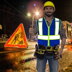 BeautyWill Custom Safety Vest Customized Logo Class 2 High Visibility Reflective Vest with Pockets Construction workwear