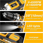 Cordless Drill Set, 21V Power Drill with 2 Battery and Charger,25+3 Torque Setting Electric Drill with 56 Acessories, Built-in 3/8'' Keyless Chuck, LED Light, Max 398 in/lb Electric Screwdriver