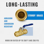 Shut Off Ball Valve 3/4 Inch, SUNGATOR 3/4 Inch Ball Valve, Push-to-Connect Water Shutoff with Blule Handle, No Lead Brass Plumbing Fittings for PEX Pipe, Copper,CPVC, Pack of 1