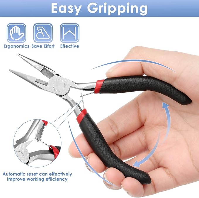 Billbotk Needle Nose Pliers For Jewelry Making, Long Nose Craft Pliers, Needlenose Pliers For Jewelry Making