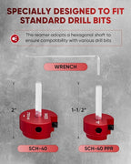 Saker PVC Pipe Reamer, PVC Fitting Saver with 1-1/2inch, 2inch Head, For SCH40, ABS Pipe,CPVC Perfect for Plumbing Repairs, Fits Standard 1/2" Drill