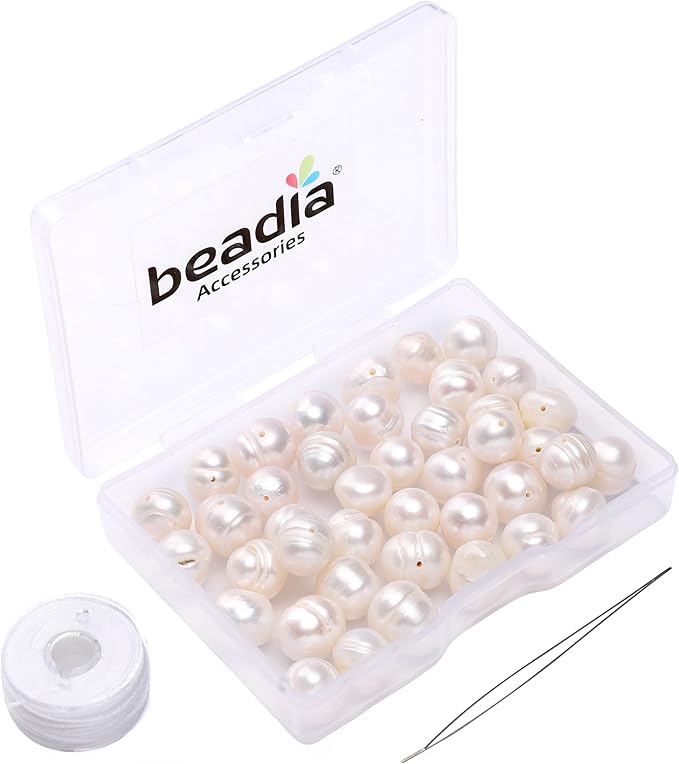 Natural Pearl Beads Potato 9-10mm White Freshwater Cultured Loose Gemstone Beads for DIY Jewelry Making 13.8''/Strand HQ