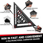 Rafter Square 7 Inch and Framing Square 12 Inch Carpenter Square Set, Aluminum Woodworking Square Tool Ruler for Woodworking, Black