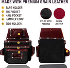 FUERI Tool Belt With Suspender Men Carpenter Pouches Construction Bags Electrician Belts Framer Worker Pouch Bag Holder Organizer 26 Pocket Nylon Leather Black Professional Set - Medium