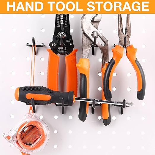 Shimeyao 100 Pcs Peg Board Shelving Hooks Stainless Steel Hanging Board Pegs Wall Display Hooks Bulk for 1/8 1/4 Garage Storage Organizer Accessories(2 Inch,Black)