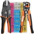 Crimping Tool For Heat Shrink Connectors, 220PCS AWG 26-10 Waterproof Automotive Marine Grade Heat Shrink Butt Connectors and Wire Stripper