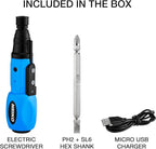NEIKO 10577A Cordless Power Screwdriver | 1/4” Hex Auto-Lock Safety Chuck | Includes Phillips and Flathead Bit | USB Rechargeable Lithium-Ion Technology | Auto and Manual Mode