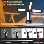 13200mAh Rechargeable Solar Work Light with Folding Stand and Carrying Bag, AODOO 8000 Lumen Stepless Dimmable, White/Warm/Nature White/RED(SOS) with Detachable Tripod (Black) (Black(no Tripod))