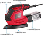 Sander, 200W Detail Sander has 2 Pcs Polishing Pads, 14000RPM, Compact Electric Sander with 20Pcs sandpaper, Hand Sanders with Efficient Dust Collection System for Woodworking, Sanding Works in Home