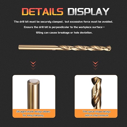 Drill Bit, 7/64" Cutting Diameter (2.778mm), 4241 HSS Black and Gold 118° Cutting Angle Versatile Jobber Bits - (Applications: for Drilling Plastic Wood Soft Thin Metal), 2-Pieces