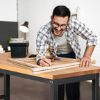 Work Bench for Garage Workbench Adjustable Height Work Table for Shop Woodworking, 60x 22 Heavy Duty Rubber Wood Top for Office, Home, Commercial