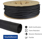 Black Braided Cable Management Sleeves Wire Loom Tubing Cord Protector Self-Wrapping (1“-30Feet)