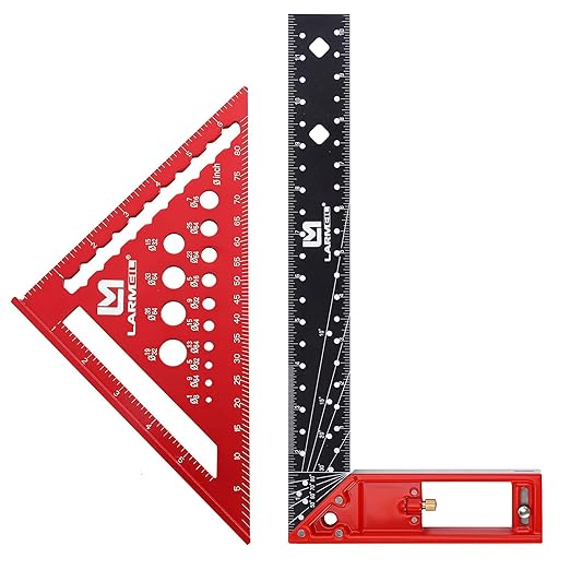 Rafter Square 7 Inch and Framing Square 12 Inch Carpenter Square Set, Woodworking Square Tool, Aluminum Squares Metal Ruler for Woodworking