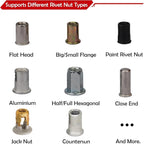 BEETOW Rivet Nut Tool Kit, 16 Inches Rivet Nut Gun, 15 Types Mandrel, 200 Pcs Rivet Nut in Two Box, a Carrying Storage Case