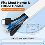 ZhiYo Cord Hider 71in, Cord Covers for Wires on Wall, Cable Hider for Wall Mounted TV, Wire Cover for 2-4 Cords, Paintable Wire Concealer, Easy Cable Management, 5 x L14in W0.95in H0.55in, White