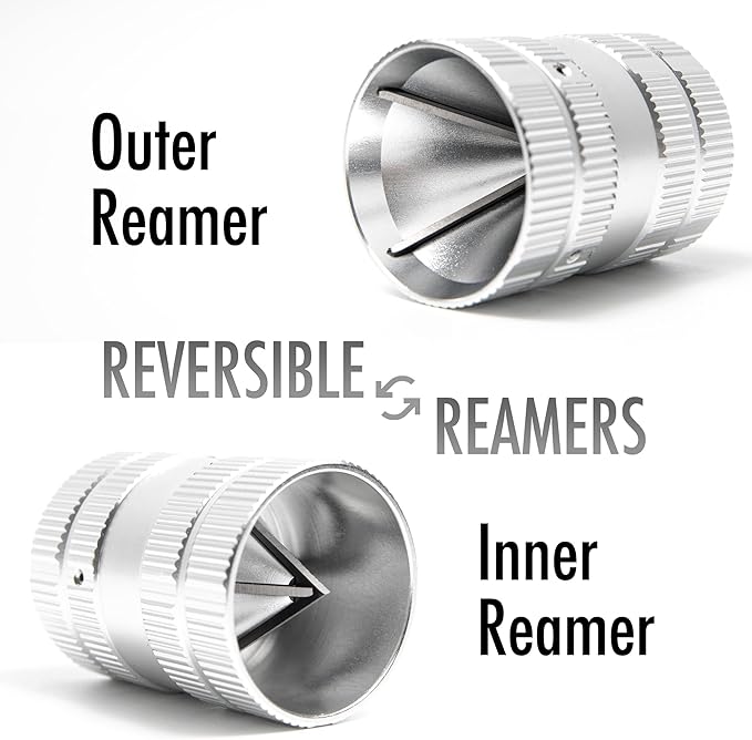 Deburring Tool for Copper Pipe, PVC Tubing, 1/4” to 1-5/8" All-metal Inner Outer Pipe Reamer with Adaptor for Drills, Copper Pipe Cleaner, Tube Chamfering Plumber Tool