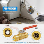 SUNGATOR Ball Valve 1/2 Inch, 1/2" Shut Off Valve, Water Shutoff, No Lead Brass Push-to-Connect Plumbing Fittings for Pex Pipe, Copper, CPVC, with 1 Disconnect Clip, Pack of 2