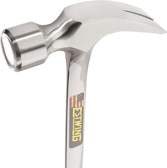 ESTWING Framing Hammer - 30 oz Long Handle Straight Rip Claw with Smooth Face & Shock Reduction Grip - E3-30S,Silver