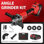 Cordless Angle Grinder Kit, 4-1/2" Power Angle Grinders with 2 * 4.0Ah Battery & 12000RPM Brushless Motor, Metal Grinder with Cutting Wheels, Electric Grinder Tool Set for Cutting, Grinding