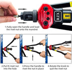 RZX 16" RIVET NUT TOOL Hand Blind Riveter,RIVNUT Riveting Tools with Nut Setting System M3 M4 M5,m6,m8,m10 M12, 10-24, 1/4-20, 5/16-18,3/8-16,totally 11 mandrels+110PCS Rivets Nuts (17" RIVET GUN)