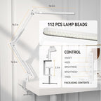 SKYLEO Led Desk Lamp - 31.5" Desk Light - 5 Color Modes X 11 Brightness Levels - Adjustable Swing Arm - Timmer & Memory Function - 12W Study Lamp - White