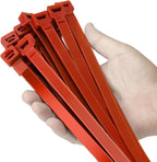12 inch Red Zip Ties Heavy Duty 100 PCS, 250 LBS Ultra Exclusive Strong Plastic Wire Ties, Large Cable Ties Extra Long Tie Wraps, Indoor and Outdoor UV Resistant
