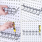 Hotop 2 Pieces Pegboard Screwdriver Holder Peg Board Tool Utility Hooks Pegboard Accessories Six-Tool Organizer Racks Accessory Multi-Ring Holder for Pliers(Black)
