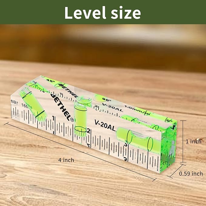 BETHEL Mini Bubble Level - 3-in-1 Multi-Angle (45°/90°/180°) Cross-Check Pocket Spirit Shatterproof Level for Picture Hanging, Wall Framing, Tile Layout & DIY Measuring Tools