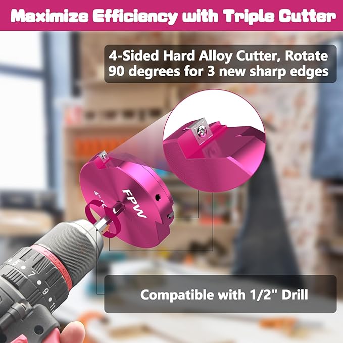 Original Design Patent Triple Inserts 4 Pcs PVC Pipe Reamer Kit, PVC Fitting Saver, Pipe Tools Contains 3/4", 1", 1-1/2", 2" and 2 Replacement Carbide Inserts for Schedule 40