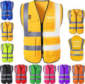Custom Safety Vest for Men with Logo Pockets Personalized High Visibility Protective Workwear with Reflective Strip