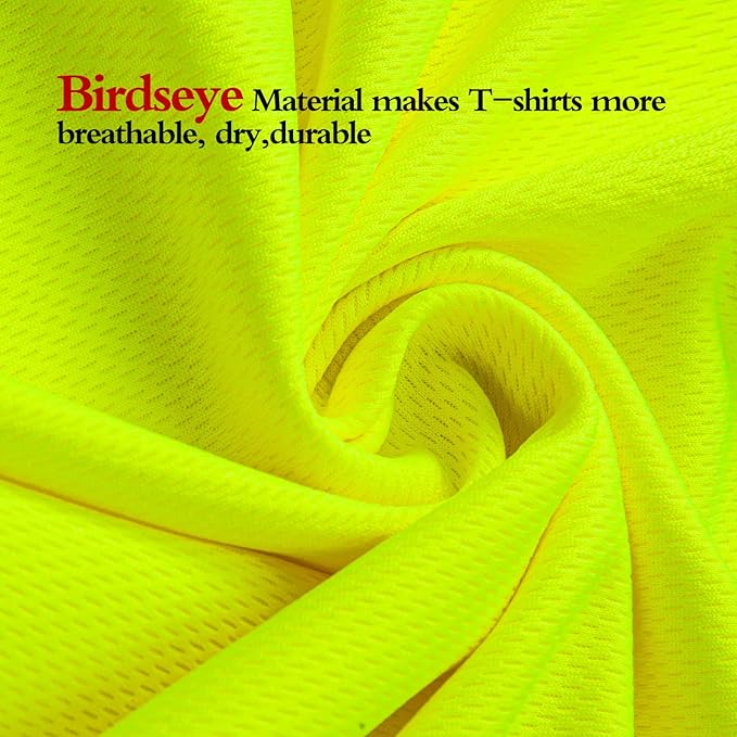High Visibility Shirts Quick Dry Safety T Shirts with Reflective Strips and Pocket Short Sleeve Mesh Hi Vis Construction Work Class 2 Shirt for Men/Women Lime,Medium