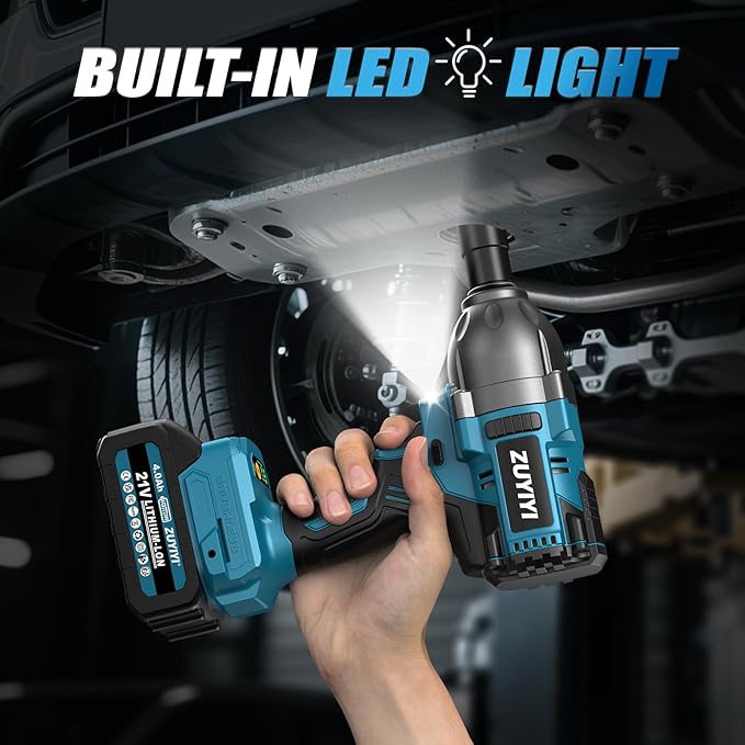 Cordless Impact Wrench 1/2", 1600N.m (1200ft-lbs) High Torque Brushless Impact Gun, 21V 3800RPM Power Impact Wrenches, Electric Impact Driver with 2x 4.0Ah Battery for Car Tire Truck RV Mower