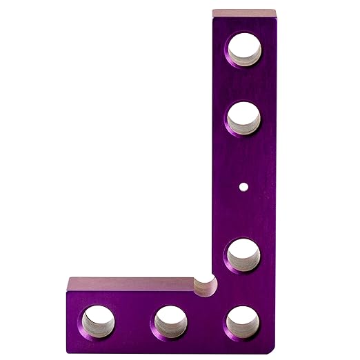 Small Square and Center Finder - Made in USA Versatile Woodworking Tool with 11/32" Center Marking Hole for Larger Pencils, Carpenter Tool for Accurate Line Transfers (Purple)
