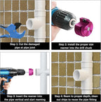 8Pcs PVC Pipe Reamer Kit,PVC Fitting Saver with 1/2",3/4",1",1-1/4",1-1/2",2",3",4" Reamers,PVCs Socket Saver Plumbing Plastic Pipe Reamer Tool Kit for Sch.40 CPVC ABS Hub,Fit Standard 1/2" Drills