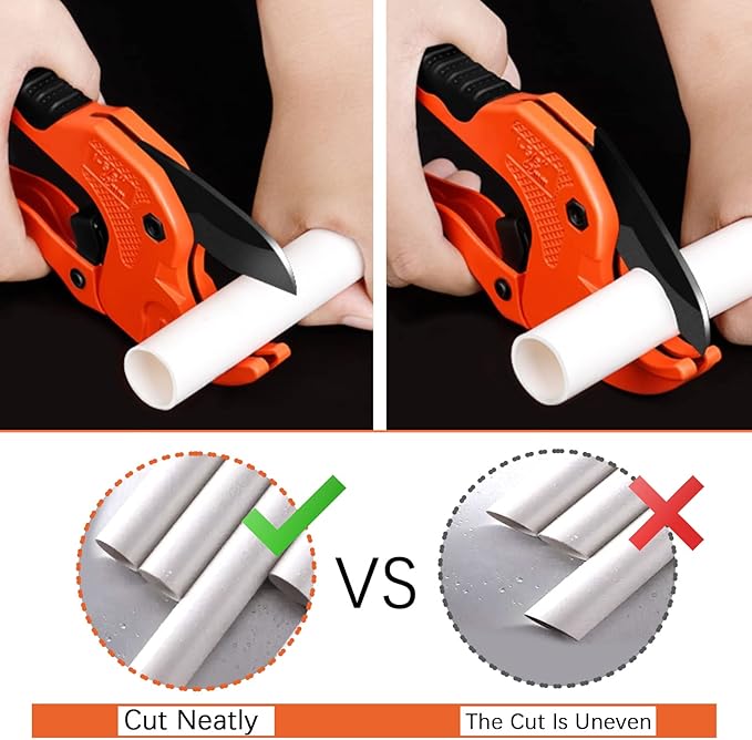 Tanstic 3Pcs Ratchet PVC Pipe Cutter Tool and PEX Straight Cut Pipe Cutter with Mini Tube Cutter, Ratchet-type Pipe Cutter One-hand Fast Pipe Cutting Tool PEX Tube Cutters for Pipe Cutting
