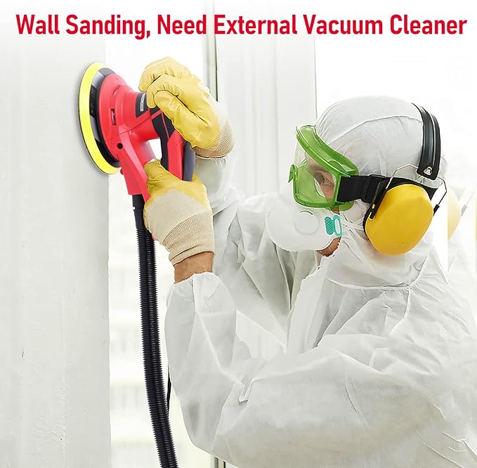 Electric Random Orbital Sander,PioneerWorks Brushless Motor,Powerful 350W & Low Vibration Palm Sander,10000 RPM Variable Speed,6-Inch For Woodworking, Polishing,Carpentry